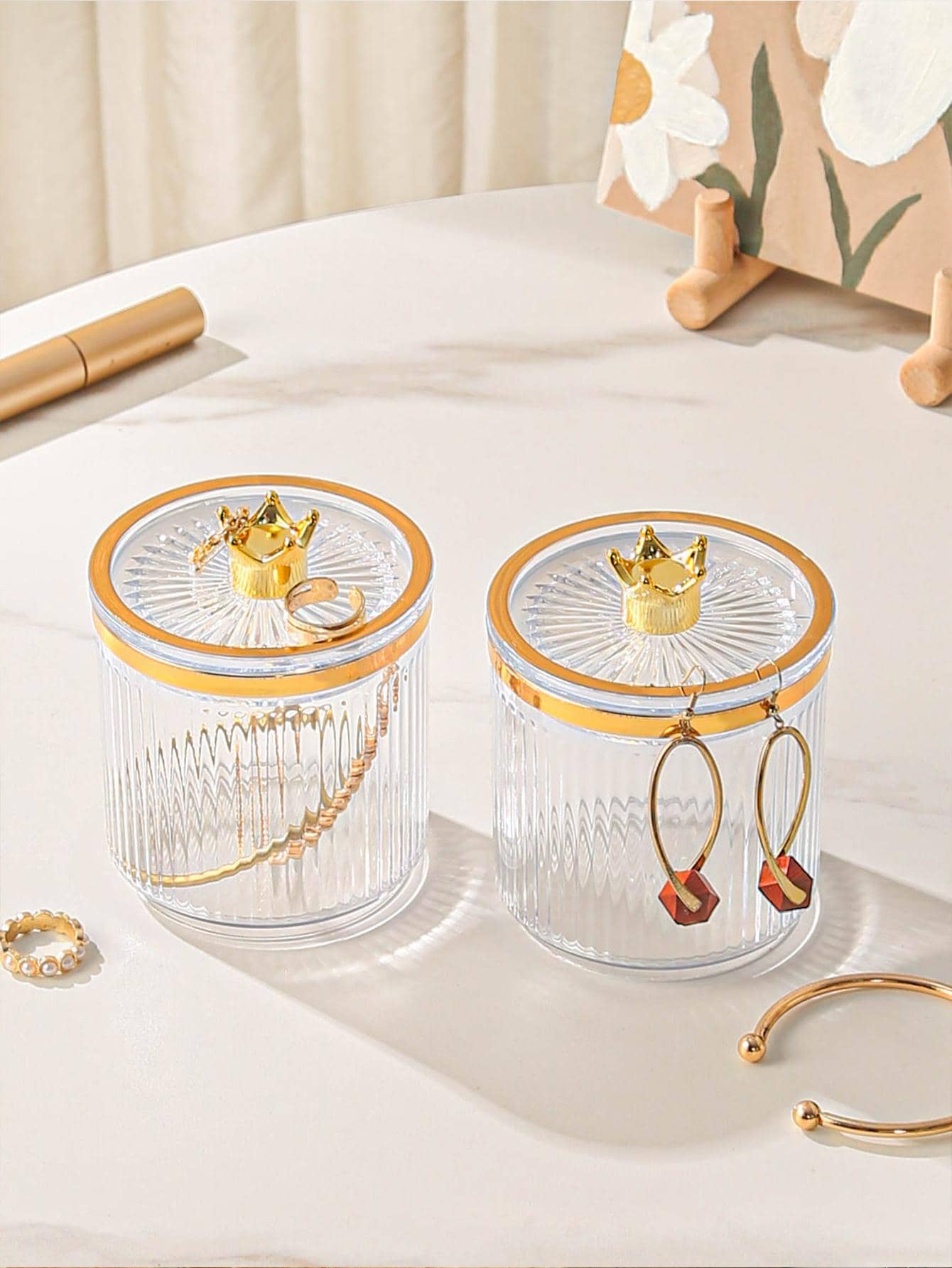 1pc Clear Jewelry Storage Box - Champagne - View 1