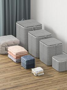 1pc Houndstooth Pattern Quilt Storage Bag, Modern Non-woven Fabric Clothes Storage Bag For Home - Black and White - View 7