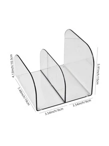 1入組透明書擋，簡單多用途裝飾書擋 - 無色 - 查看 2