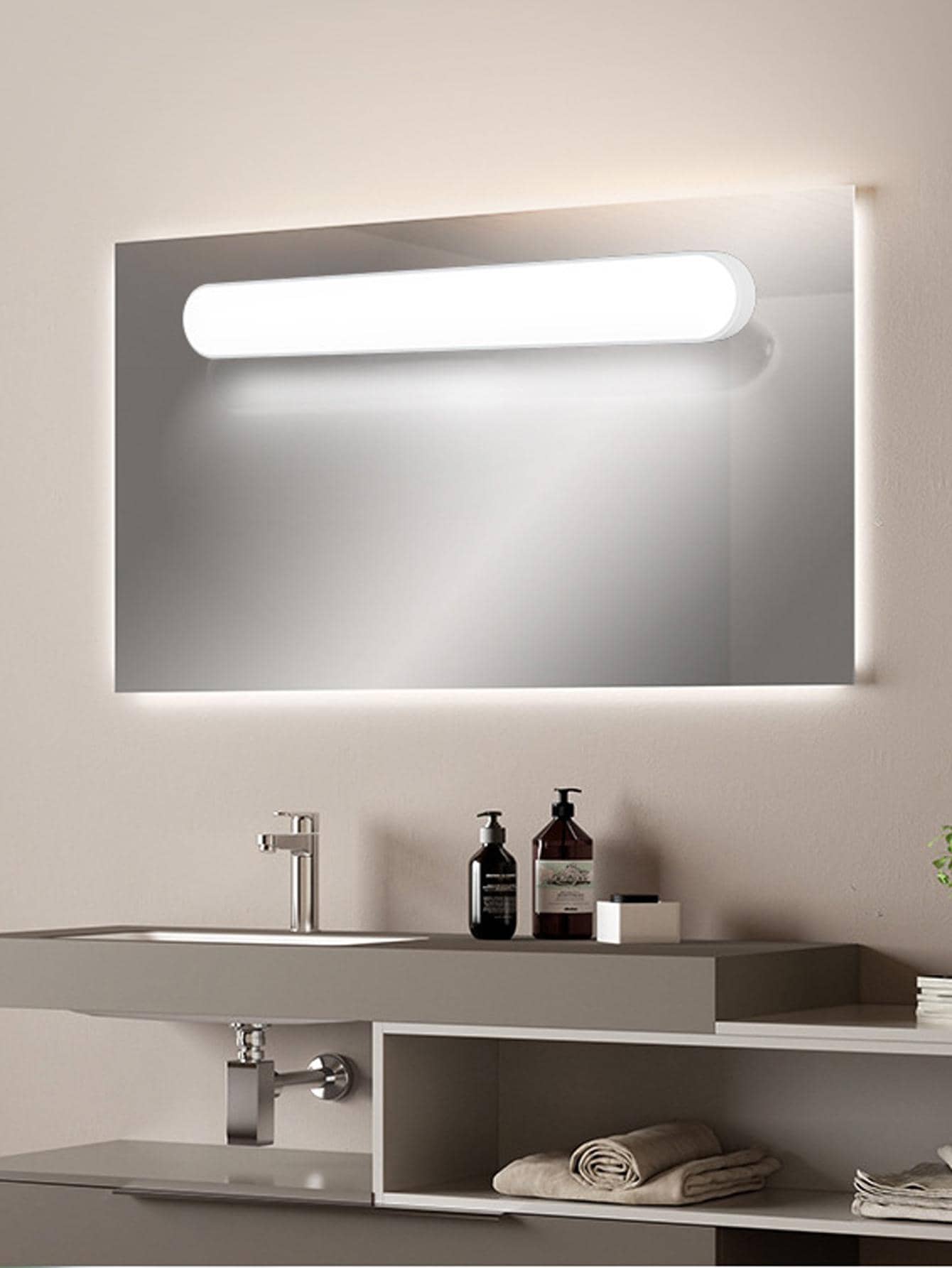 1 pieza de plástico Luz de tocador con modernista con diseño geométrico LED Luz de tocador para doméstico - Blanco - Ver 1