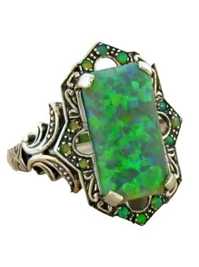 1pc Vintage Zinc Alloy Rectangle & Rhinestone Decor Ring For Women For Gift - Antique Silver - View 2