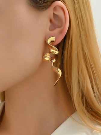 1 对时尚锌合金不对称耳钉女士派对用