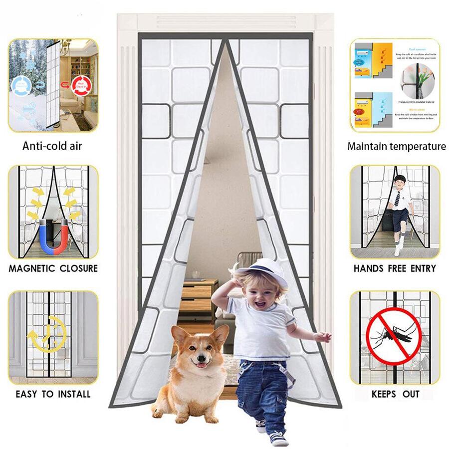 Insulation Door Curtain, Magnetic Door Curtain, For Air Conditioning Room, Heating Room Windproof - Grey - View 1