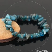 Vòng tay đá quý tự nhiên không đối xứng hạt co giãn Nuggets vòng tay thạch anh pha lê hồng cho phụ nữ - Xanh đậm - Xem 3