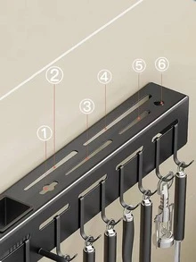 1pc Multifunction Kitchen Knife Storage Rack - Black - View 2
