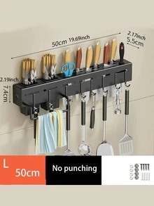 1pc Multifunction Kitchen Knife Storage Rack - Black - View 9
