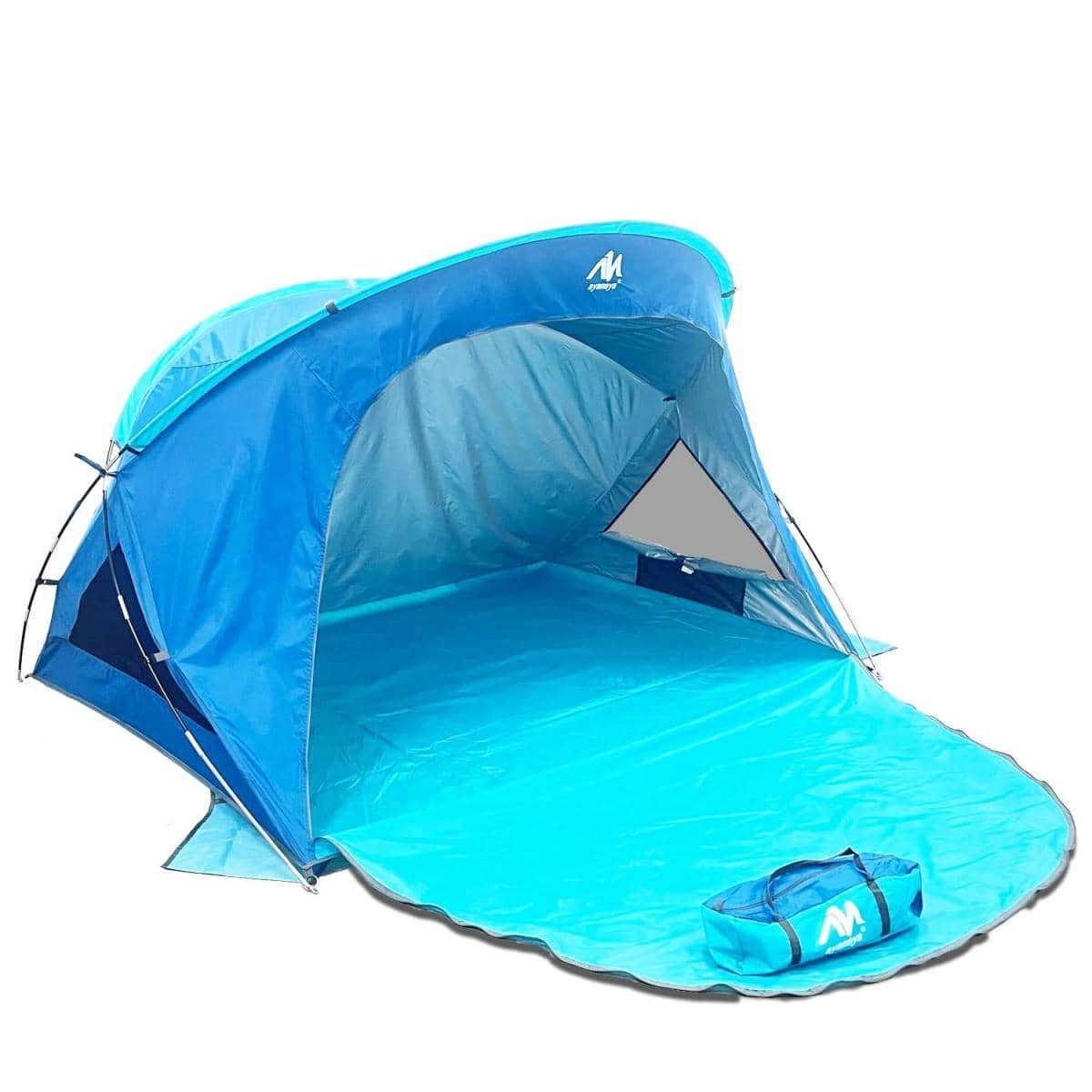 AYAMAYA Beach Tent Sun Shelter for 3-4 Person,Portabel UPF 50+ UV Protection Beach Canopy Umbrella with Extendable Floor & Roll Up Mesh Windows,Upgraded with 6 Sand Pockets Easy Setup for Family Baby - Màu xanh lam - Xem 1