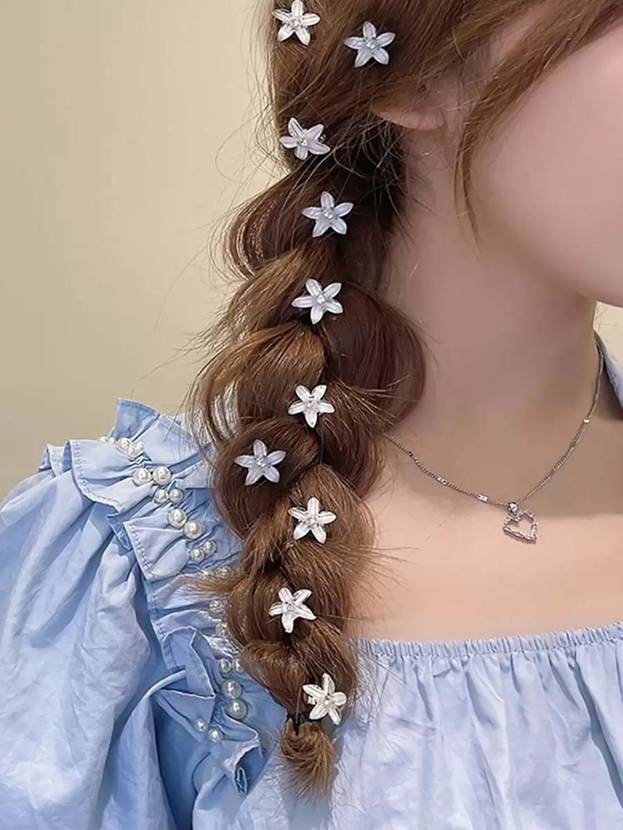 10 chiếc vòng cài tóc hình hoa trang trí, bông tuyết thanh lịch, thích hợp cho ngày Valentine, đi học, đi nghỉ mát, dự tiệc, phụ kiện tóc, phụ kiện đội đầu, kẹp tóc, phong cách Boho, du lịch, sinh nhật. - trắng - Xem 1