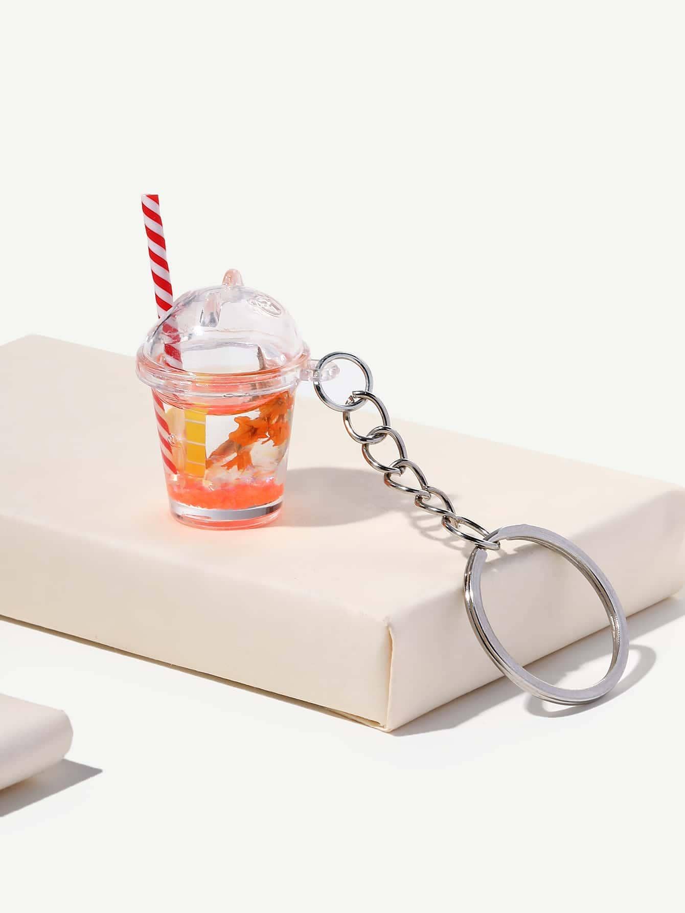 1pc Women Juice Bottle Shape Glow In The Dark Creative Keychain For Key Decoration