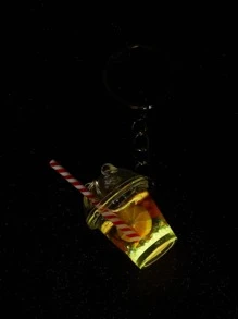 1pc Women Juice Bottle Shape Glow In The Dark Creative Keychain For Key Decoration