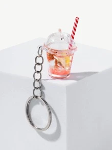 1pc Women Juice Bottle Shape Glow In The Dark Creative Keychain For Key Decoration