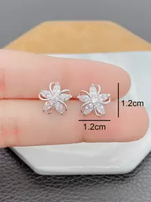 1pair Fashion Cubic Zirconia Flower Stud Earrings For Women For Daily Decoration Valentines,Mom,Mother,Mother's Day,Gift