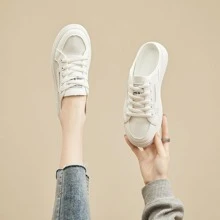Donna Sneakers minimalista con lacci frontale pattinare sportivo