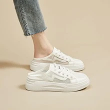 Donna Sneakers minimalista con lacci frontale pattinare sportivo