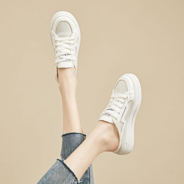 Donna Sneakers minimalista con lacci frontale pattinare sportivo