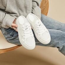 Donna Sneakers minimalista con lacci frontale pattinare sportivo