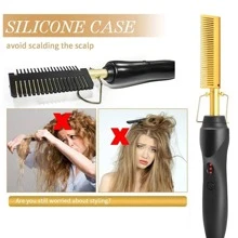 專業電動直髮梳,1入組ABS電動髮刷現代雙色頭髮拉直工具適用於家庭濕和乾