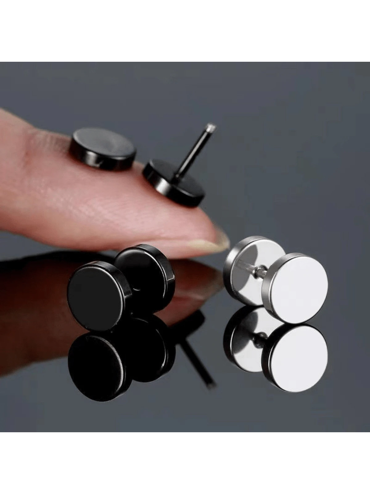 5pairs Stainless Steel Unisex Men Women Barbell Stud Earrings Punk Style Ear Piercing