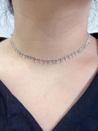 1入組時尚不銹鋼幾何吊墜頸鏈適合女士日常裝飾