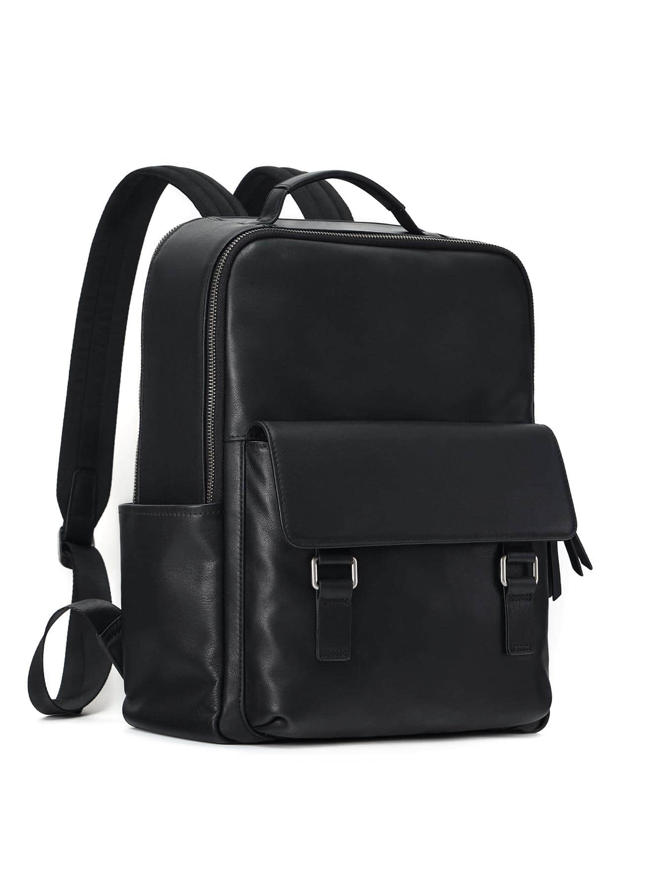 Mochila de cuero genuino a la moda para hombre, mochila de viaje para hombre - Negro - Ver 1
