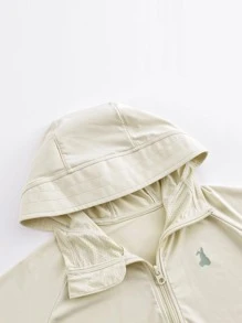 Toddler Girls Rabbit Print Raglan Sleeve Hooded Jacket - Mint Green - View 3