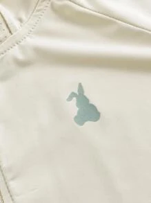 Toddler Girls Rabbit Print Raglan Sleeve Hooded Jacket - Mint Green - View 5