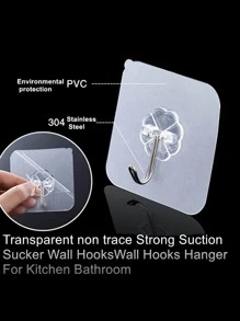 重型自黏牆掛鉤，透明無縫鑰匙掛鉤，浴室，淋浴，戶外，廚房，門，居家裝潢，黏鉤 - 無色 - 查看 4