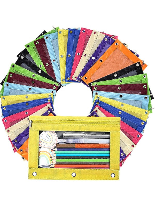 3Ring Pencil Pouch,Supplies Pencil Pouches,Bulk Pencil Pouch 30 Pack
