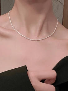 1 件时尚锌合金简约不对称项链，适合女士日常装饰