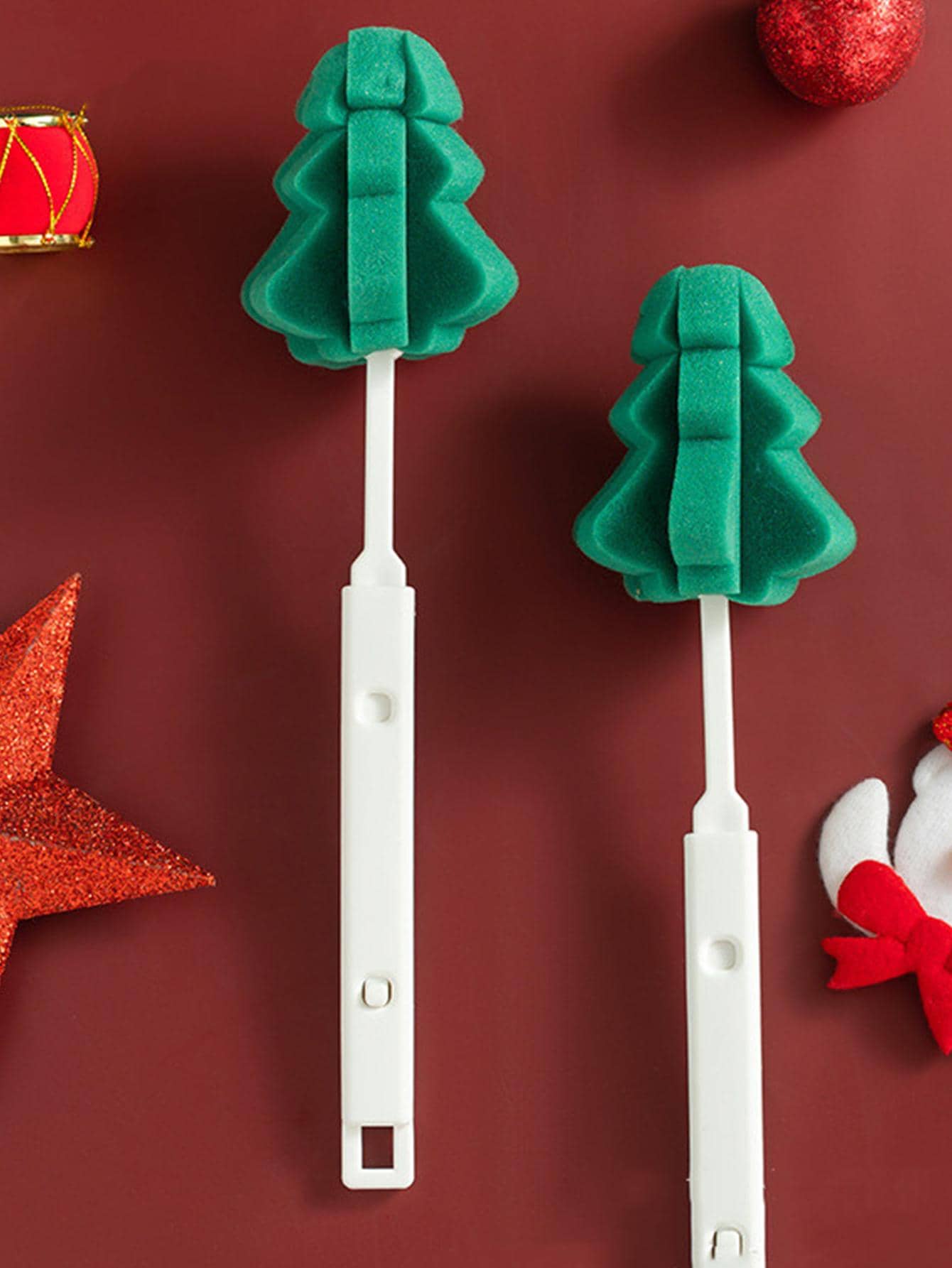 1pc Tree Design Cleaning Brush - Green - View 1