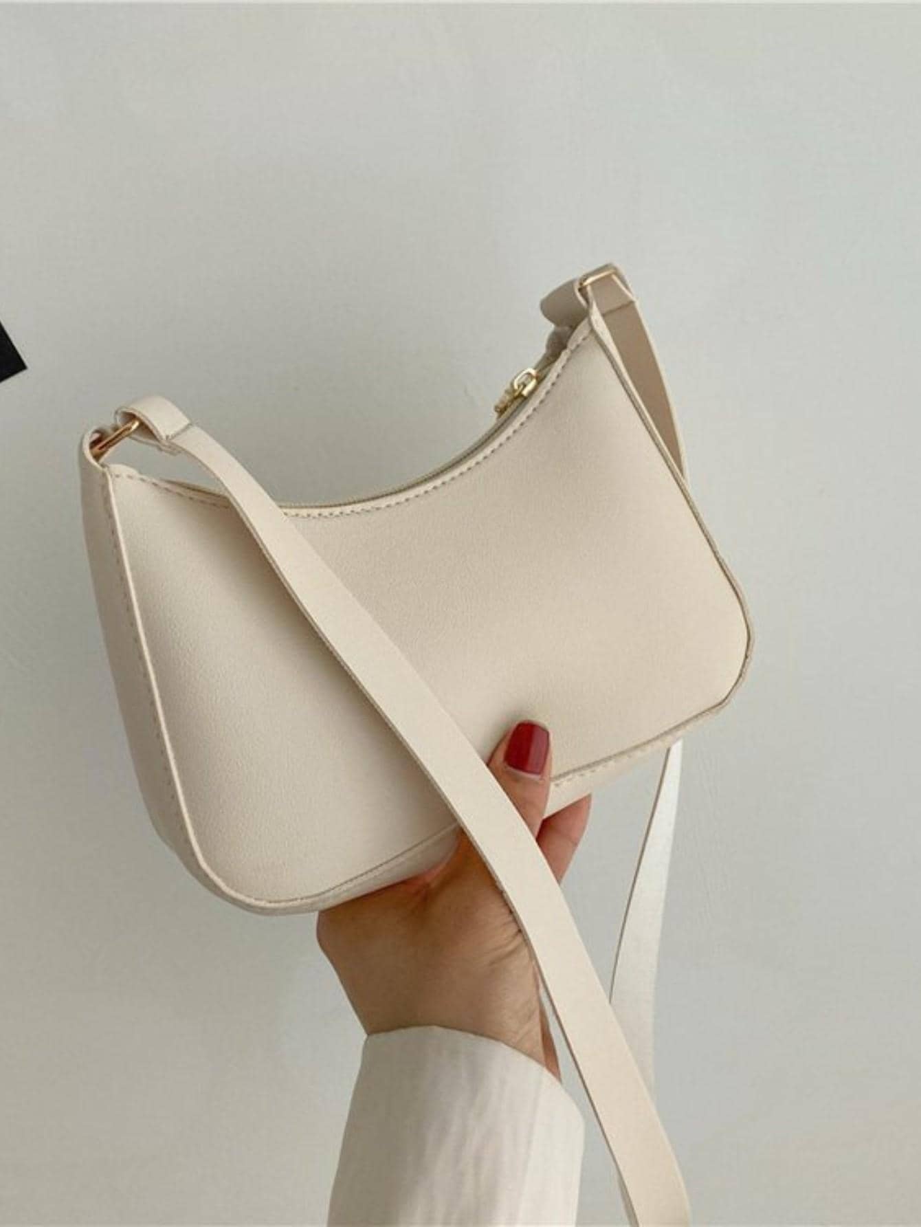 Túi Hobo tối giản Màu trơn Phong cách Thanh lịch - trắng - Xem 1