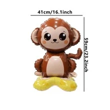 1pc Aluminum Balloon, Creative Animal Design Decorative Balloon For Home Decor, Party, - 棕色 - 查看 3