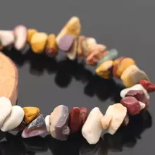 不对称天然宝石手链弹力碎珠块玫瑰水晶石英手链女式手镯 - 彩色 - 查看 4