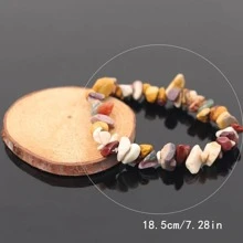 不对称天然宝石手链弹力碎珠块玫瑰水晶石英手链女式手镯 - 彩色 - 查看 3