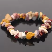 不对称天然宝石手链弹力碎珠块玫瑰水晶石英手链女式手镯 - 彩色 - 查看 5