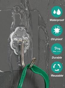 重型自黏牆掛鉤，透明無縫鑰匙掛鉤，浴室，淋浴，戶外，廚房，門，居家裝潢，黏鉤 - 無色 - 查看 5