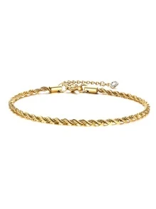 1 vòng chân thiết kế xoắn bằng thép không gỉ thời trang cho phụ nữ để trang trí hàng ngày - Vàng - Xem 3