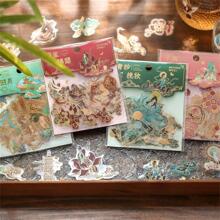 40Pcs Retro Chinese Style Decorative Waterproof Stickers Scrapbooking Label Diary Stationery Album - Green - View 4