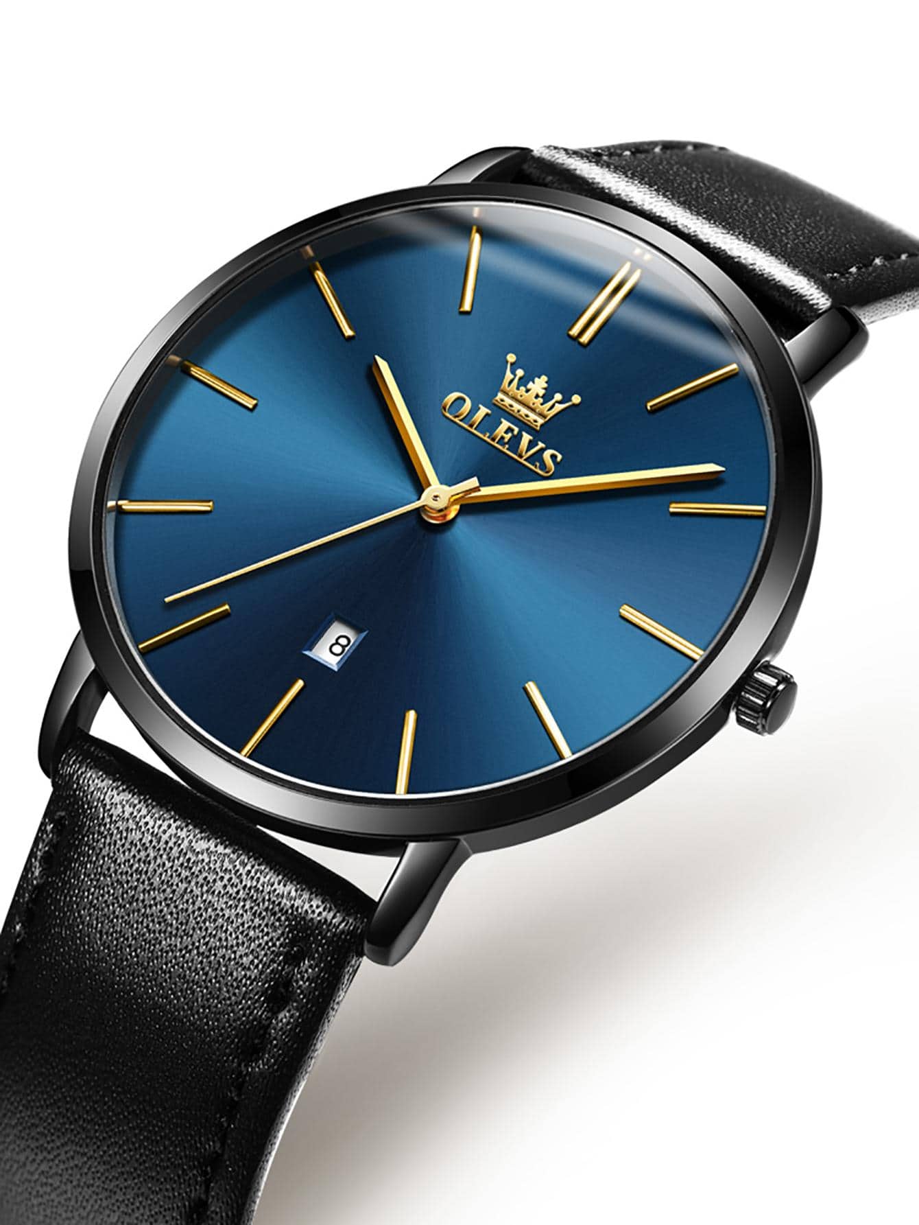Unisex Black Blue Casual Stylish Ultra Thin Silicone Band Waterproof Wristwatch Black and Aqua Blue Watch Band | Quick Release Silicone  main image 4