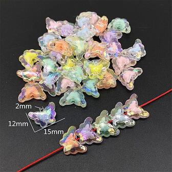 20入組AB顏色心亞克力珠子星形珠子帶有飾物手鐲項鍊珠子適用於珠寶製作