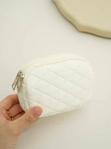 Women's Wallet, Small Wallet, Zipper Wallet, Birthday Gift, Mother's Gift, Daily Fashion Casual Quilted Detail, Men's, Student Supplies Storage Bag, Stationery, Teacher's Gift, Back To School Season, Women's Wallet, Mini Wallet, Coin Purse - White - View 4