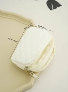 Women's Wallet, Small Wallet, Zipper Wallet, Birthday Gift, Mother's Gift, Daily Fashion Casual Quilted Detail, Men's, Student Supplies Storage Bag, Stationery, Teacher's Gift, Back To School Season, Women's Wallet, Mini Wallet, Coin Purse - White - View 5