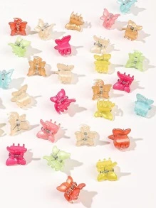 50入組迷你隨機色蝴蝶設計髮爪 - 彩色 - 查看 2