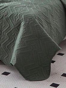3pcs Geometric Pattern Bedspread Set - Dark Green - View 7