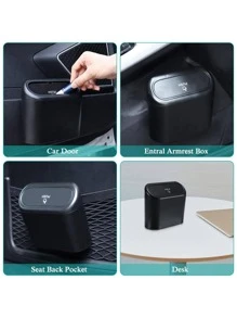 Car Trash Can With Lid, Mini Auto Dustbin Garbage Organizer, Automotive Garbage Container Bin For Vehicle, Home, OfficeCar Trash BinCar Garbage Can Car Accessories Car Accessories Interior - Black - View 3