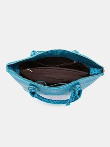 Túi xách họa tiết cá sấu ombre, Túi đeo vai nữ, Túi quai trên cổ điển - Màu xanh lam - Xem 7