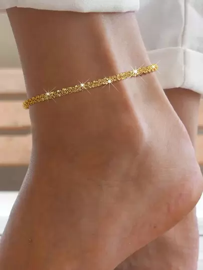 1入組時尚不銹鋼極簡腳錬適合女士日常裝飾