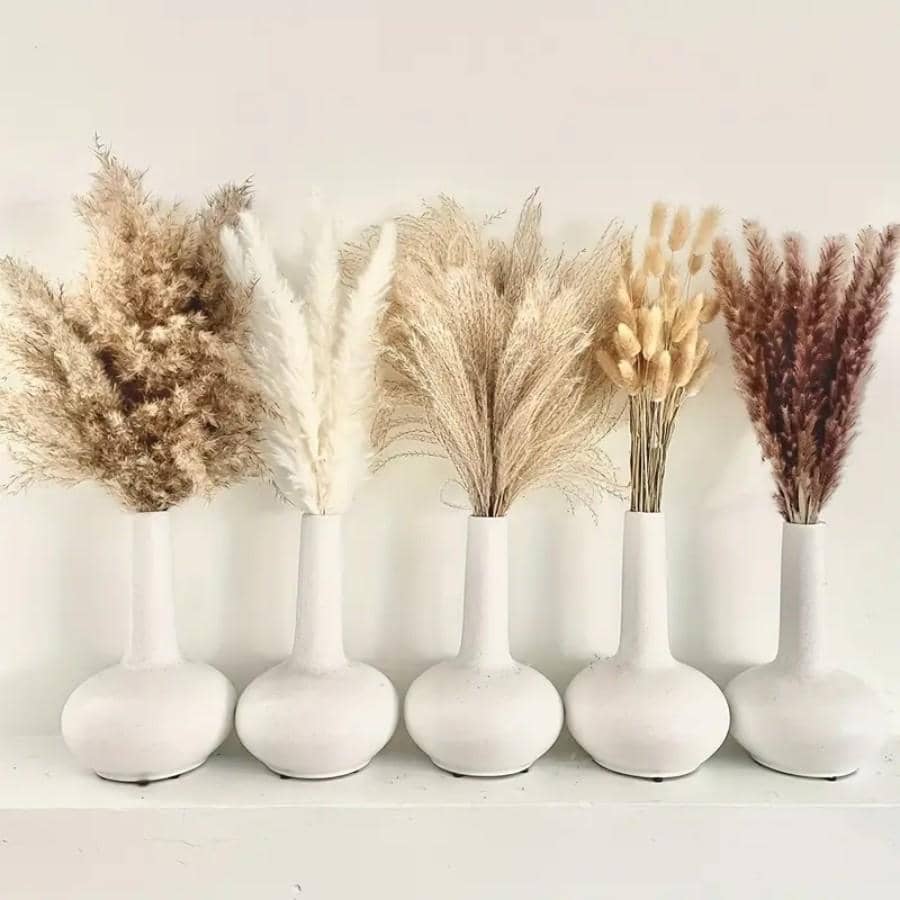 110pcs, Dried Pampas Grass Decor Boho Flower Bunny Tails Dried Flowers Bouquet Small Pampas Grass - Apricot - View 1