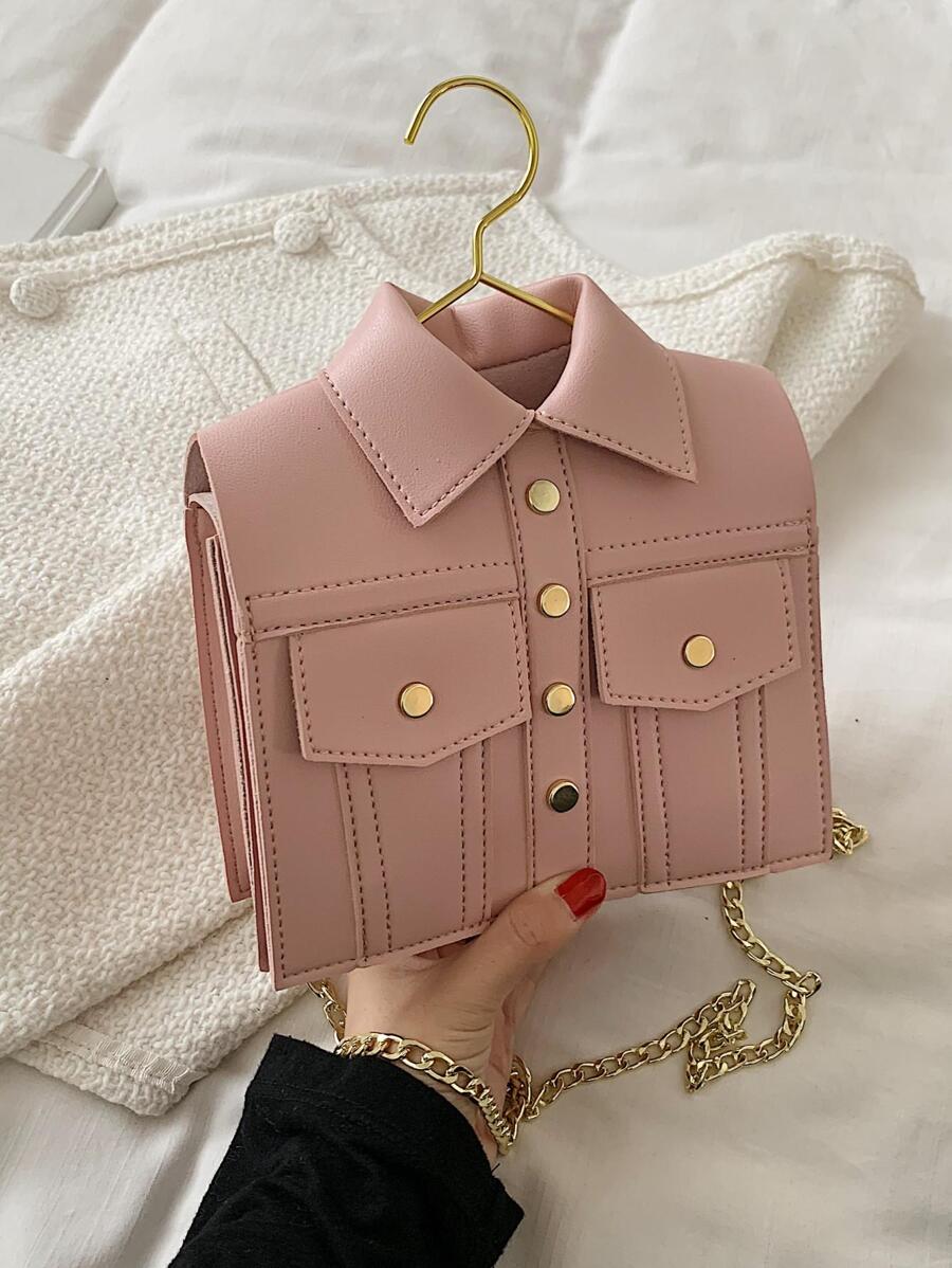 Mini Studded Decor Túi mới lạ Dây đeo chuỗi Pu, Quà tặng mới lạ và hài hước nhất Pefect - Hồng - Xem 1