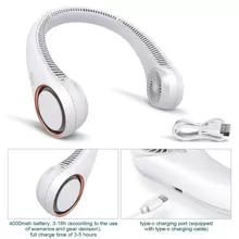 CIVPOWER Portable Neck Fan, Hands Free Bladeless Fan, Cooling Personal Fan,3 Speeds Adjustment,78 Air Outlet, Headphone Design, Rechargeable, USB Powered Neck Fan for Outdoor - White - View 2